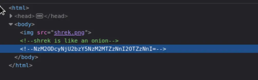 Interesting HTML comment on shrek page