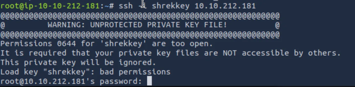Fixing the permissions for shrek key