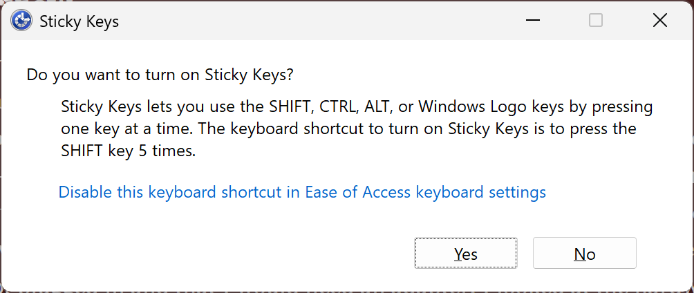 Sticky Keys Sidequest